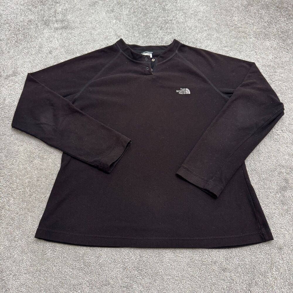 The North Face TKA Micro Fleece Womens XL Black Snap Henley Pullover Outdoor